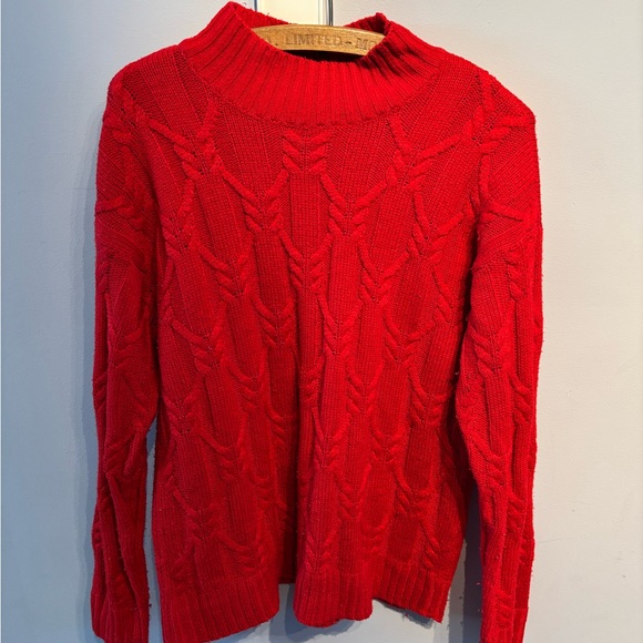 Vero Moda Women Large Knit Sweater Vibrant Red Cozy Cabinecore Cottagecore - Picture 2 of 4